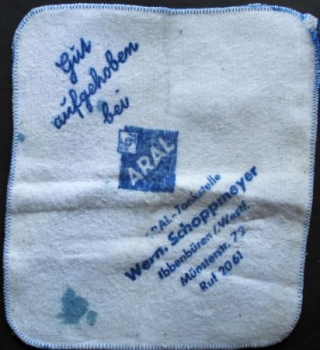 BV Aral Reinigungstuch 1960 "Gut aufgehoben bei Aral" Stoff mit Logo (1440)